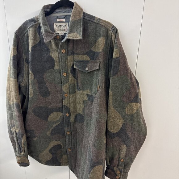 Burton Durable Goods Coat Jacket WOOL Camo Camouflage Men’s Medium Lined - Picture 3 of 14